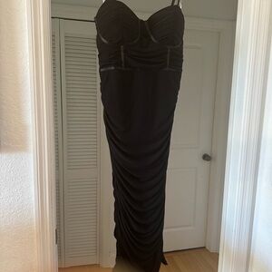 SHEIN Black Strapless Ruched Dress